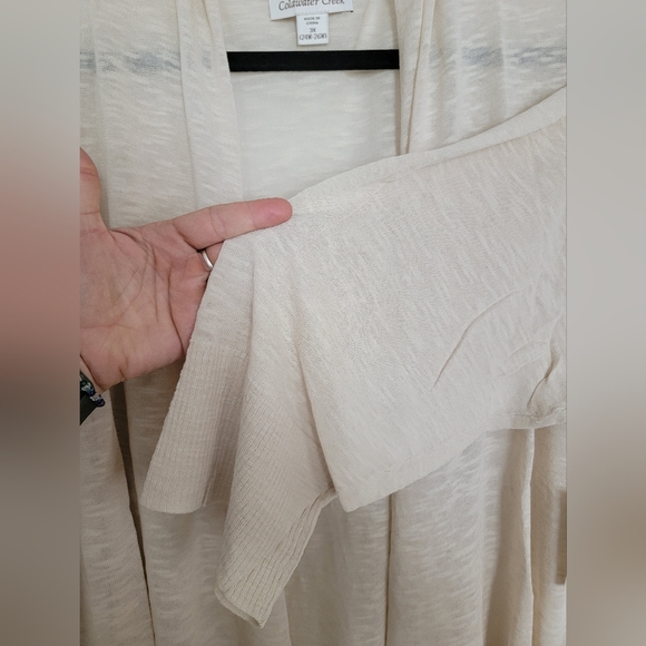 Coldwater Creek Cream Cardigan Sweater Lightweight Open-Front - Picture 4 of 9
